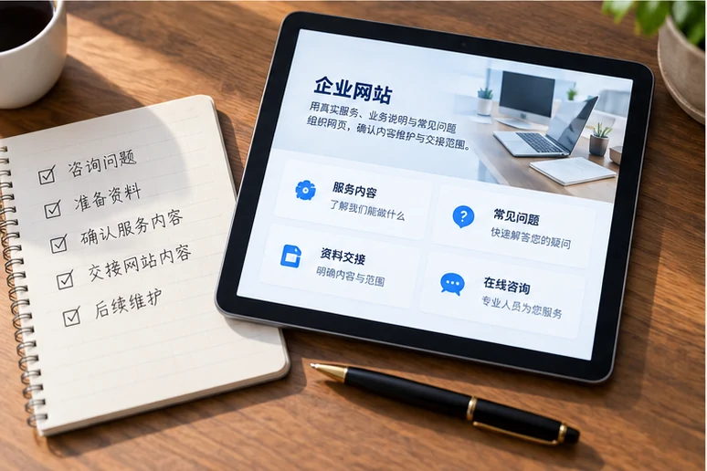 企业网站展示业务与服务信息的场景示意