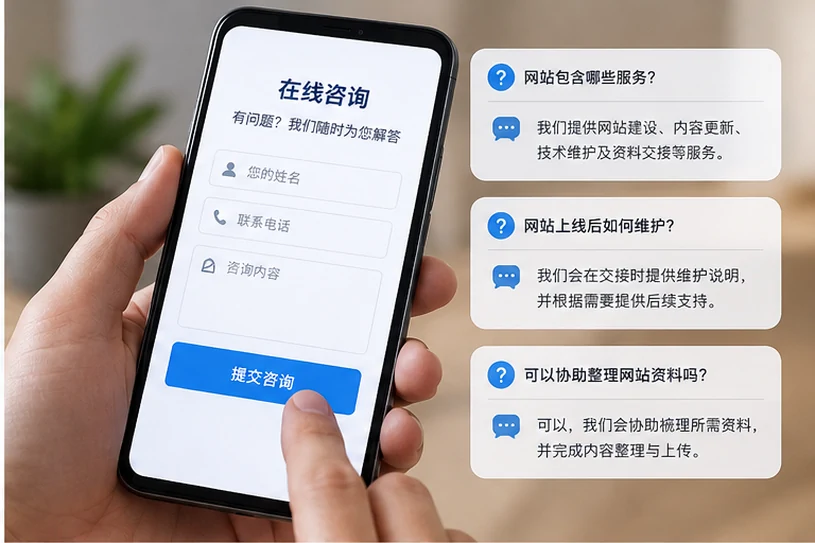 企业网站展示业务与服务信息的场景示意