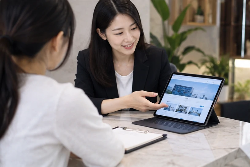 企业网站展示业务与服务信息的场景示意