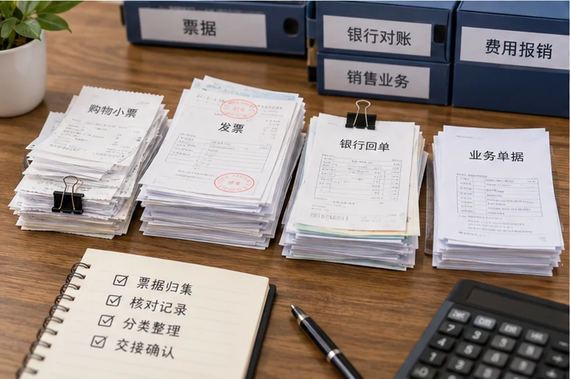 整理企业票据与日常账务资料的服务场景示意