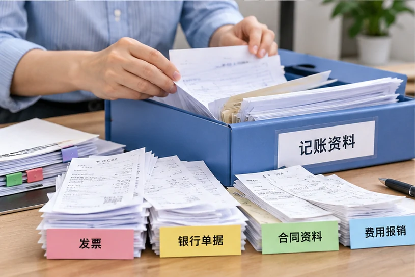 整理企业票据与日常账务资料的服务场景示意