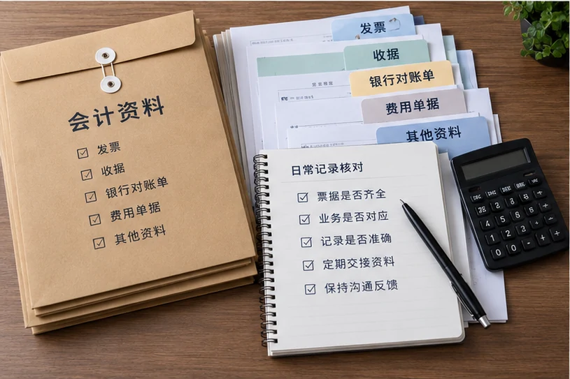 整理企业票据与日常账务资料的服务场景示意