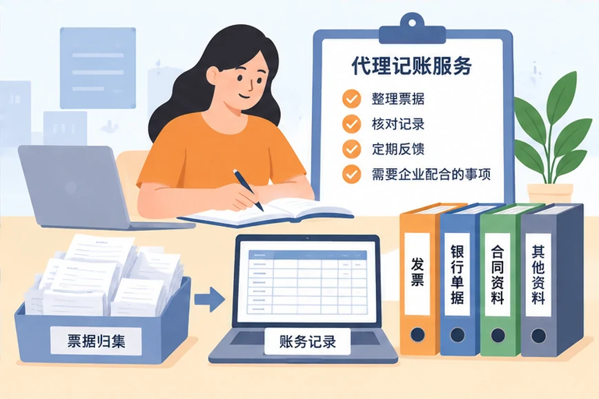 整理企业票据与日常账务资料的服务场景示意