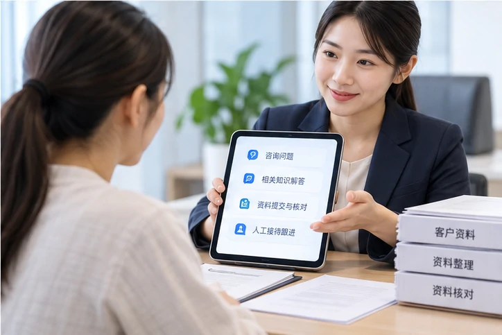 在线客服接待与咨询整理的服务场景示意