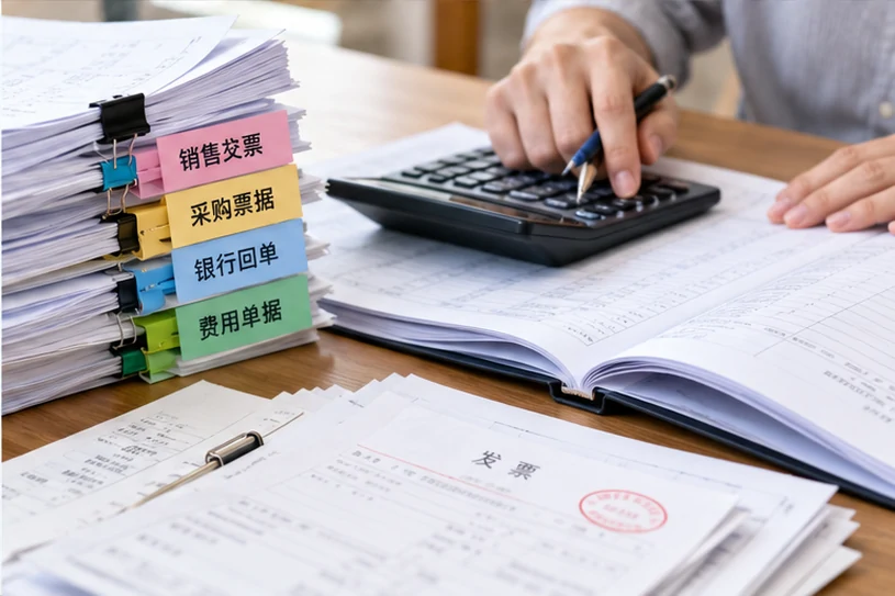整理企业票据与日常账务资料的服务场景示意