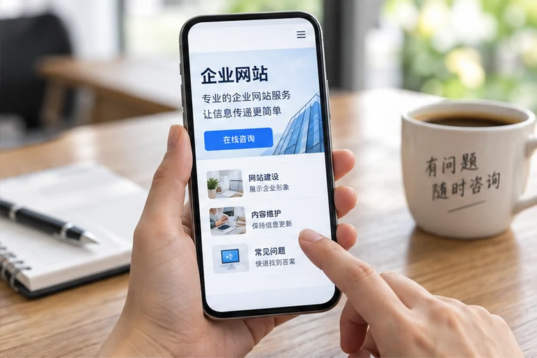 企业网站展示业务与服务信息的场景示意