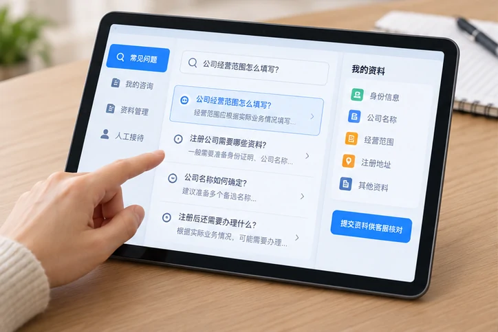 在线客服接待与咨询整理的服务场景示意