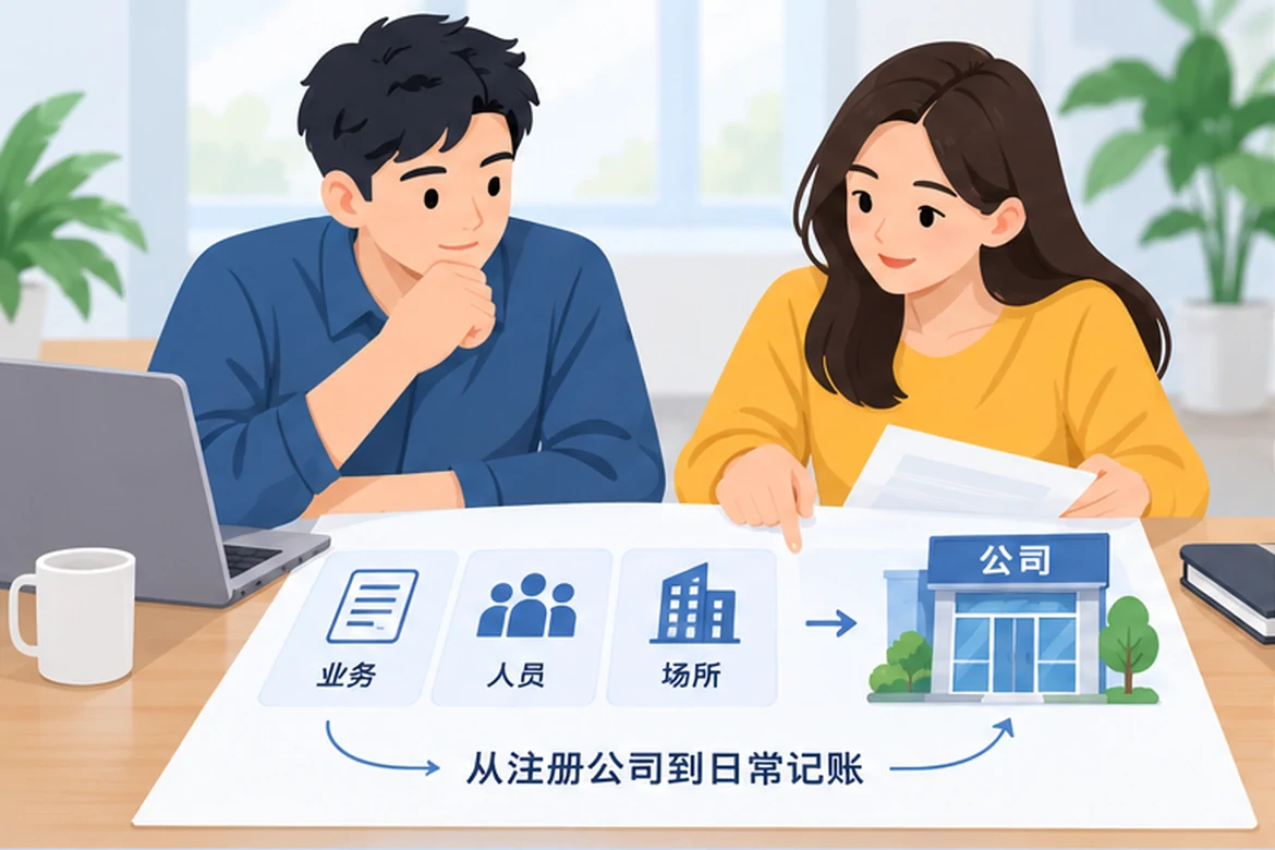 创业者一起整理开办计划的服务场景示意