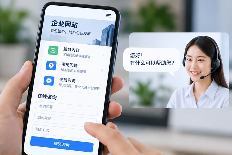 企业网站展示业务与服务信息的场景示意