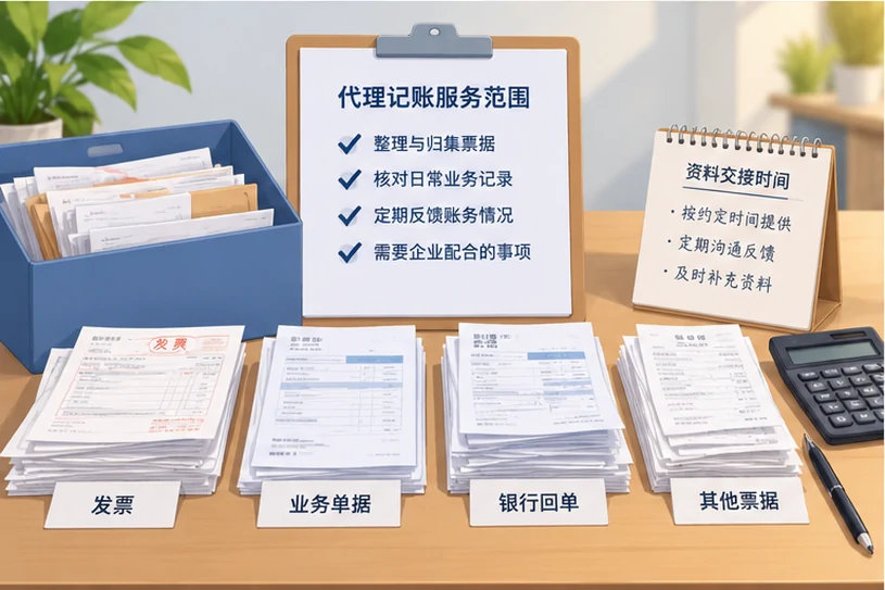 整理企业票据与日常账务资料的服务场景示意