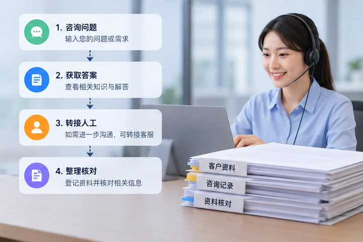 在线客服接待与咨询整理的服务场景示意