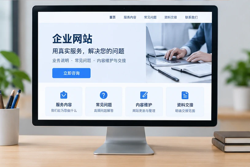 企业网站展示业务与服务信息的场景示意