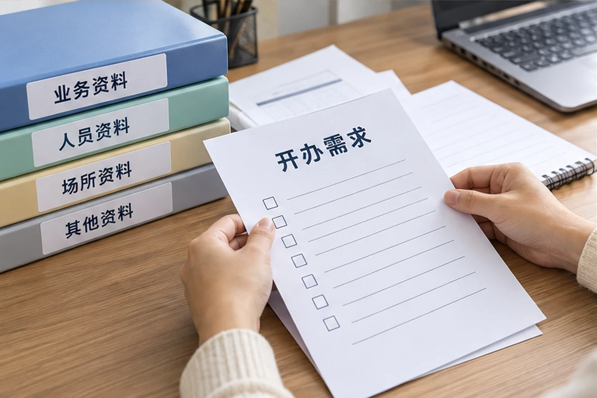 核对注册公司资料与办理事项的服务场景示意