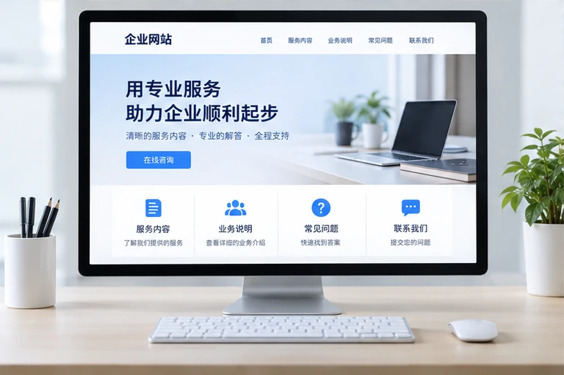 企业网站展示业务与服务信息的场景示意