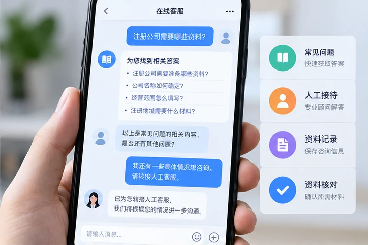 在线客服接待与咨询整理的服务场景示意