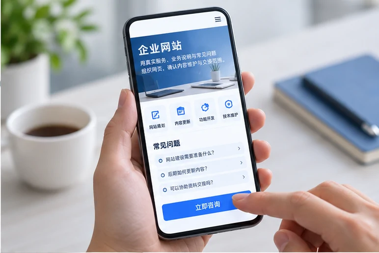 企业网站展示业务与服务信息的场景示意