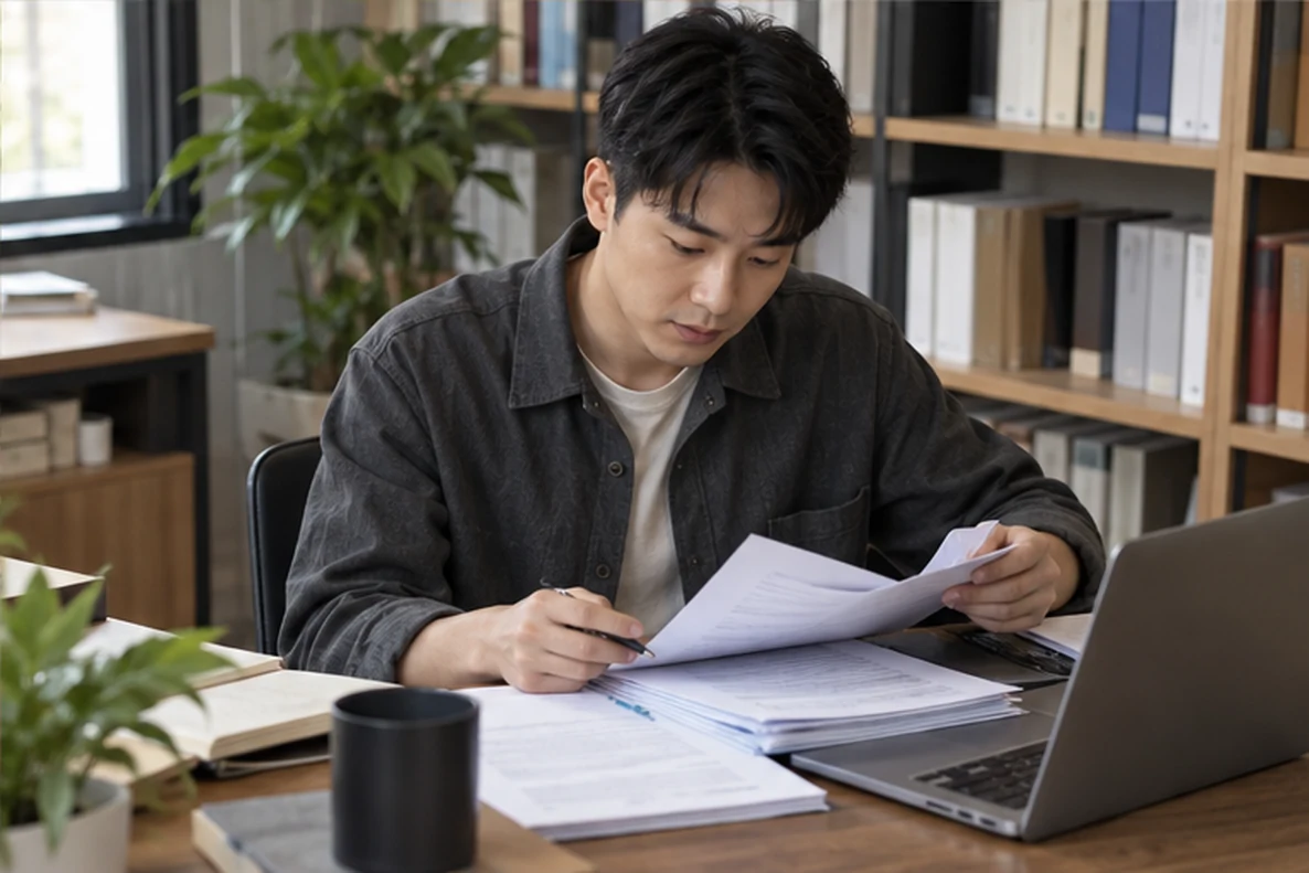 核对注册公司资料与办理事项的服务场景示意