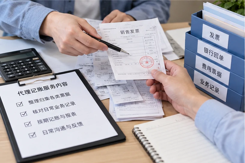 整理企业票据与日常账务资料的服务场景示意