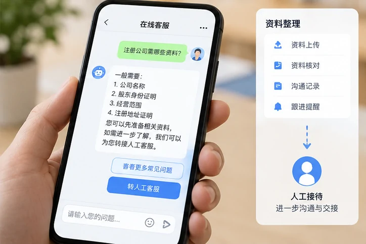 在线客服接待与咨询整理的服务场景示意