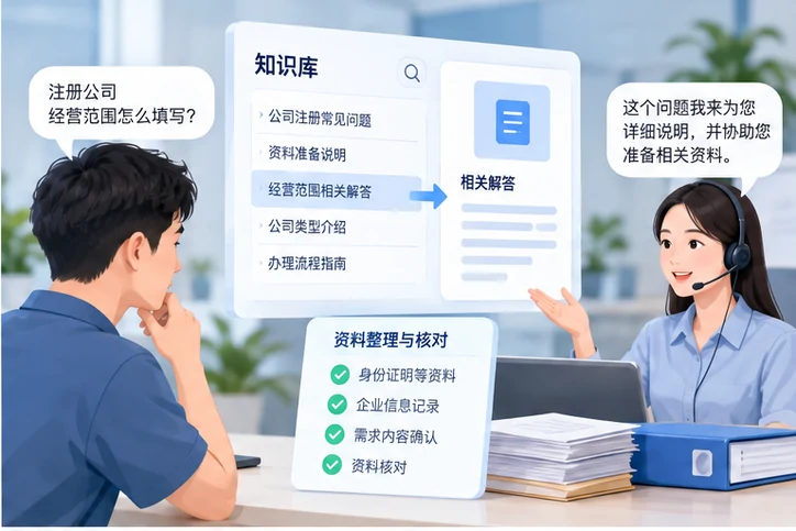 在线客服接待与咨询整理的服务场景示意