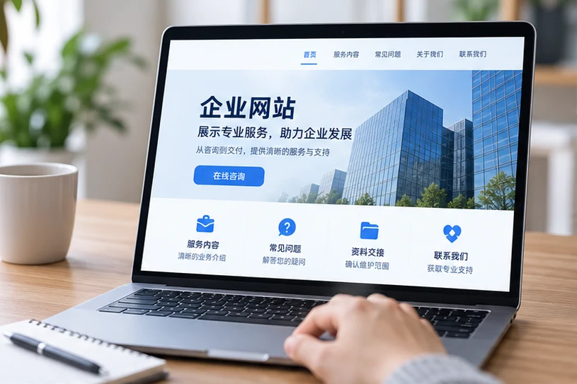 企业网站展示业务与服务信息的场景示意