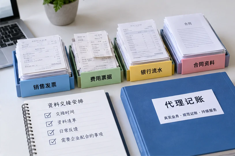 整理企业票据与日常账务资料的服务场景示意