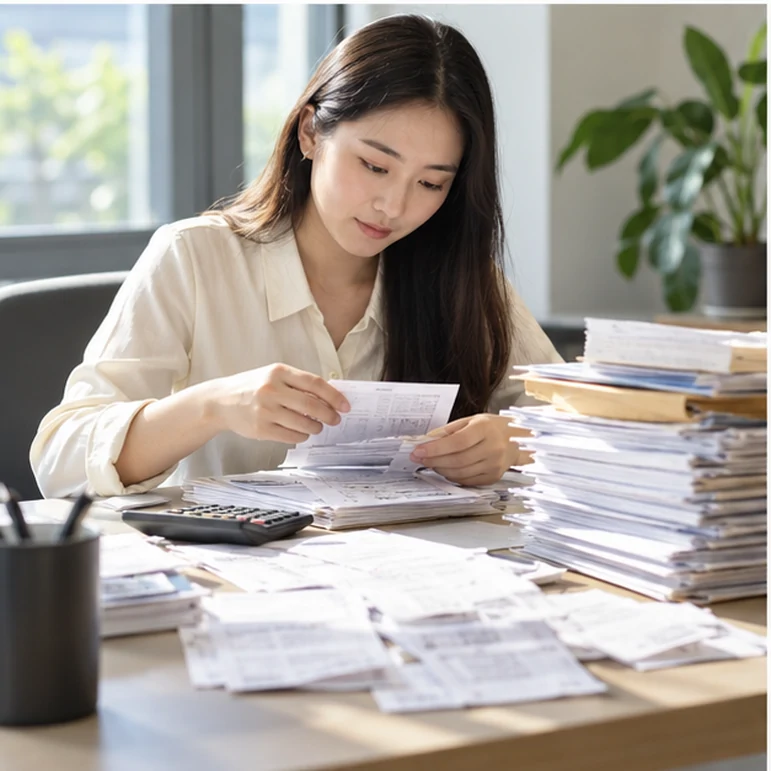 整理企业票据与日常账务资料的服务场景示意