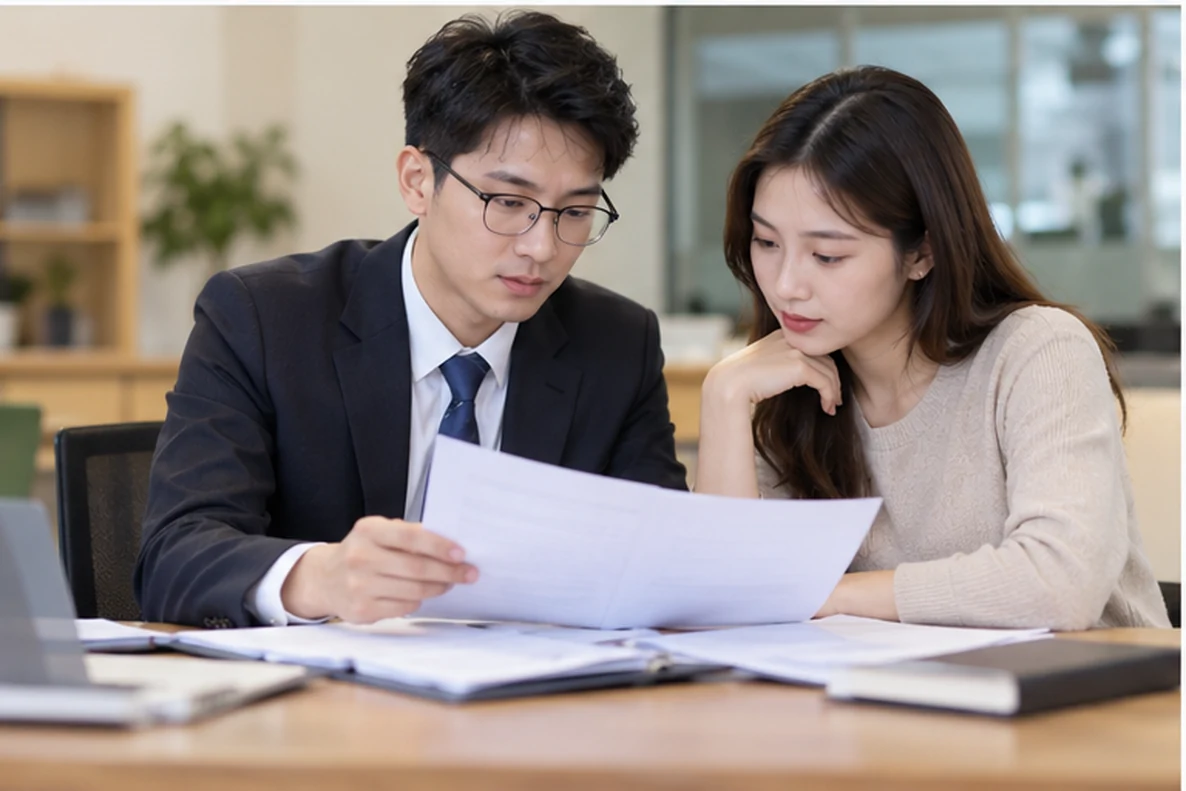 核对注册公司资料与办理事项的服务场景示意