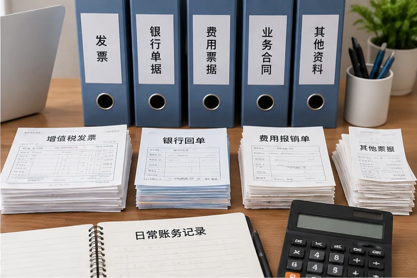整理企业票据与日常账务资料的服务场景示意