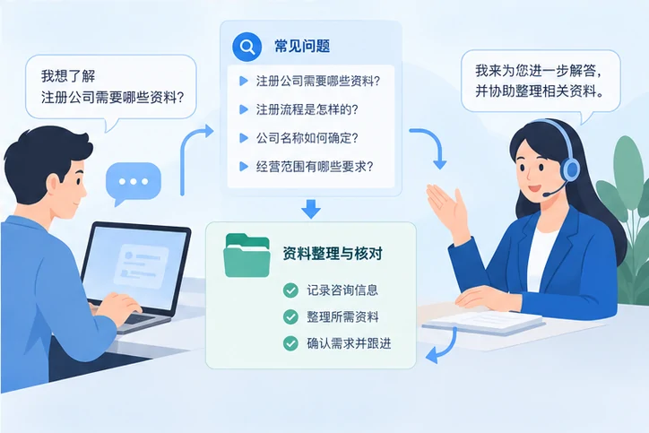 在线客服接待与咨询整理的服务场景示意