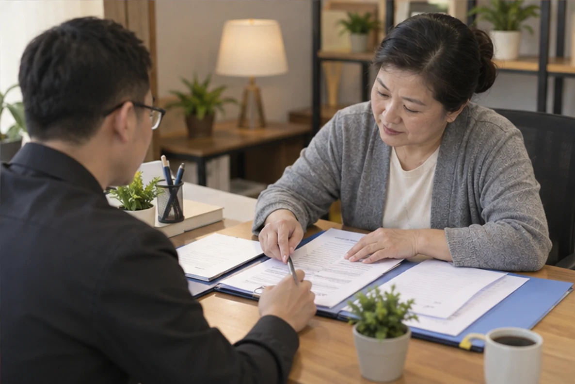 核对注册公司资料与办理事项的服务场景示意