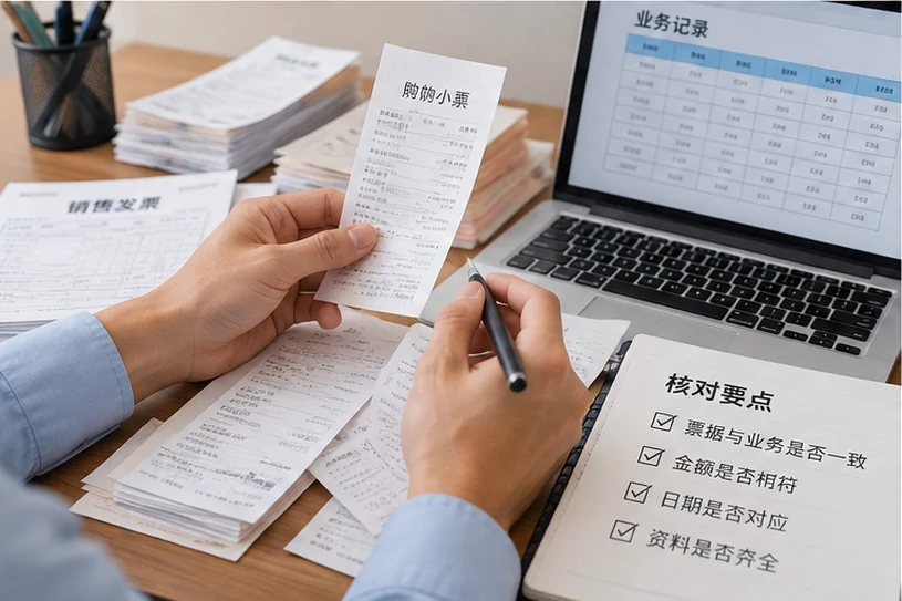 整理企业票据与日常账务资料的服务场景示意