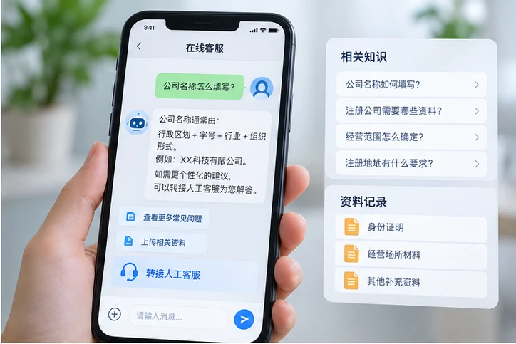 在线客服接待与咨询整理的服务场景示意