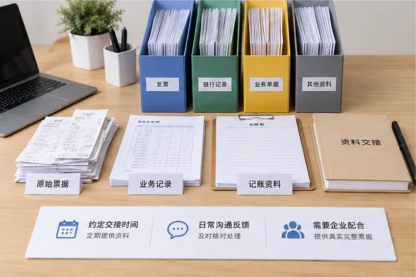 整理企业票据与日常账务资料的服务场景示意