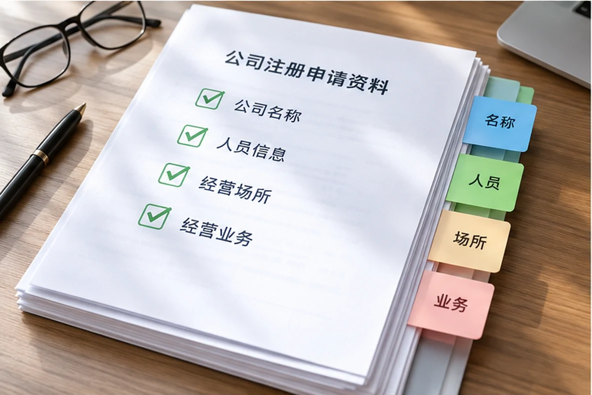 核对注册公司资料与办理事项的服务场景示意