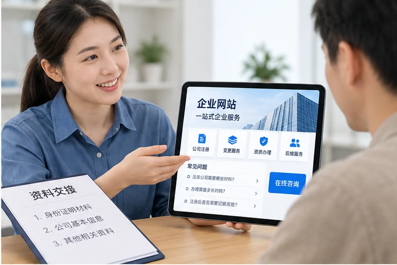 企业网站展示业务与服务信息的场景示意