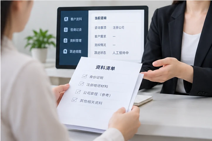 在线客服接待与咨询整理的服务场景示意