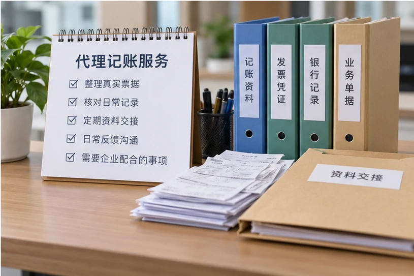 整理企业票据与日常账务资料的服务场景示意