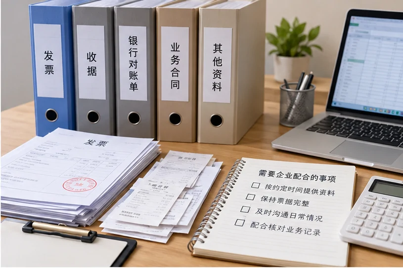 整理企业票据与日常账务资料的服务场景示意