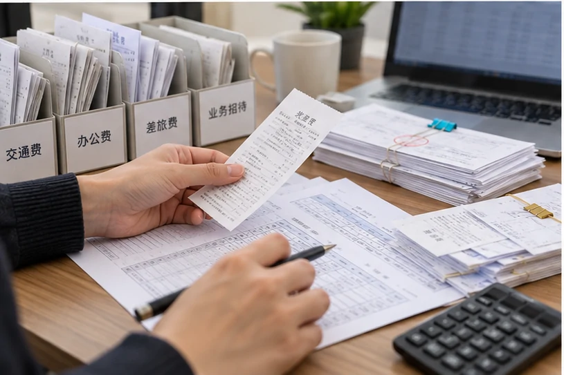 整理企业票据与日常账务资料的服务场景示意