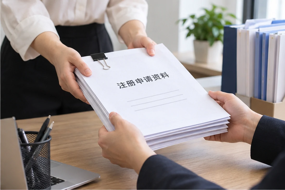 核对注册公司资料与办理事项的服务场景示意