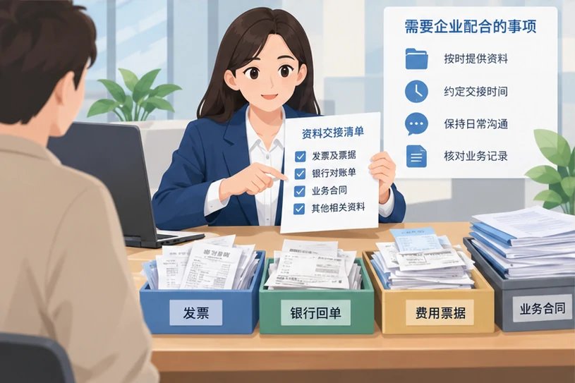 整理企业票据与日常账务资料的服务场景示意