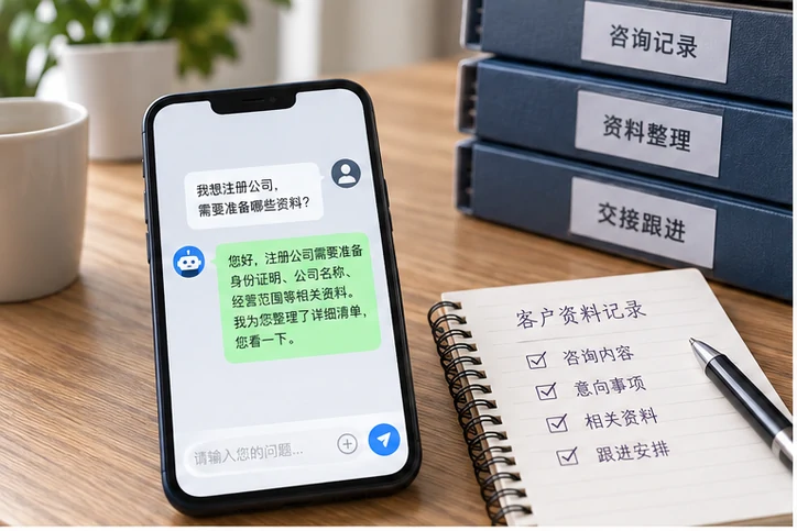 在线客服接待与咨询整理的服务场景示意