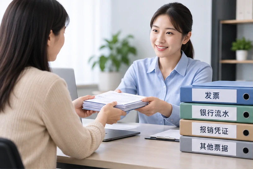 整理企业票据与日常账务资料的服务场景示意