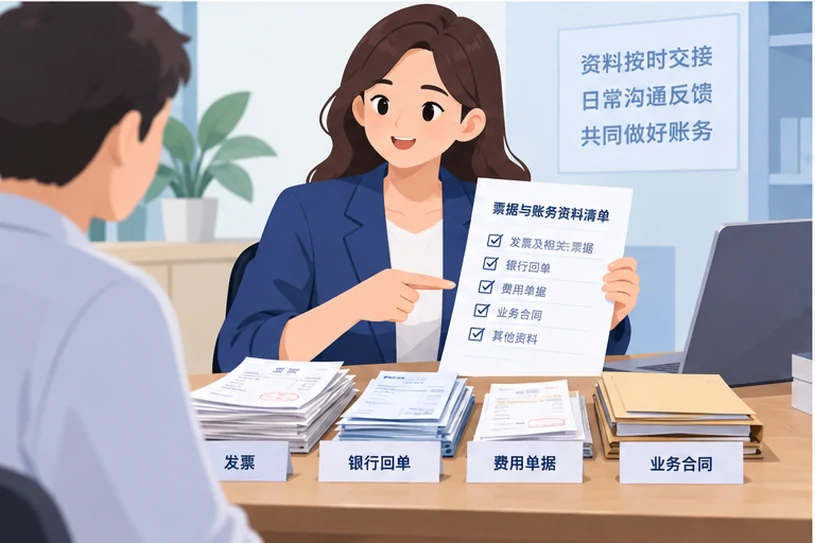 整理企业票据与日常账务资料的服务场景示意