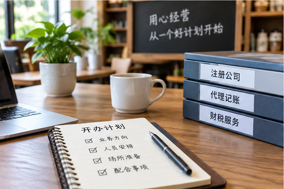 创业者一起整理开办计划的服务场景示意
