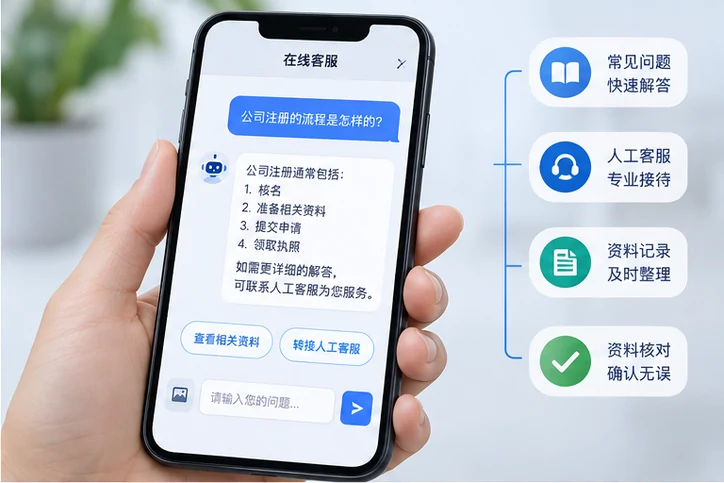 在线客服接待与咨询整理的服务场景示意
