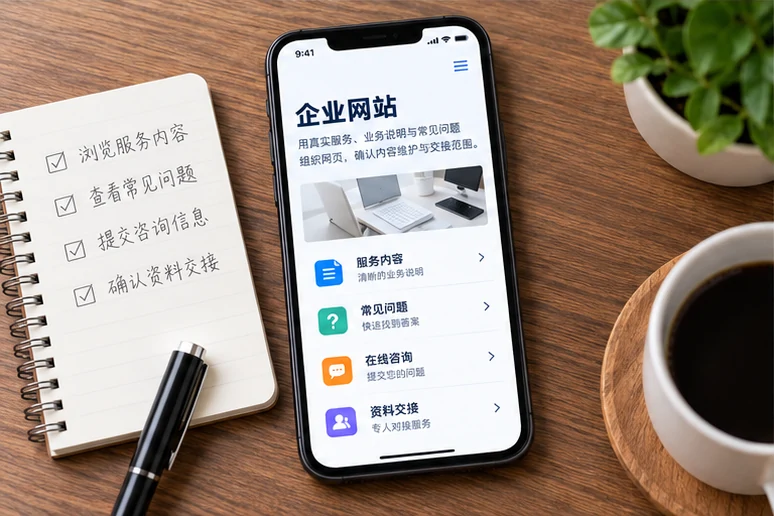 企业网站展示业务与服务信息的场景示意