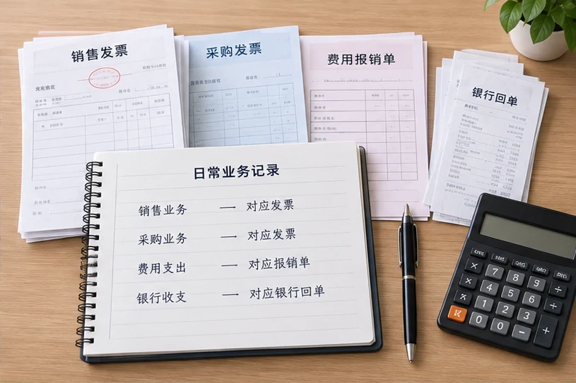 整理企业票据与日常账务资料的服务场景示意