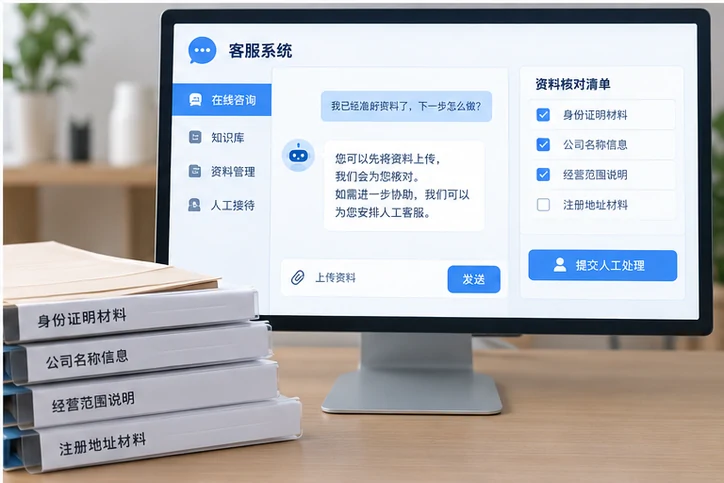 在线客服接待与咨询整理的服务场景示意